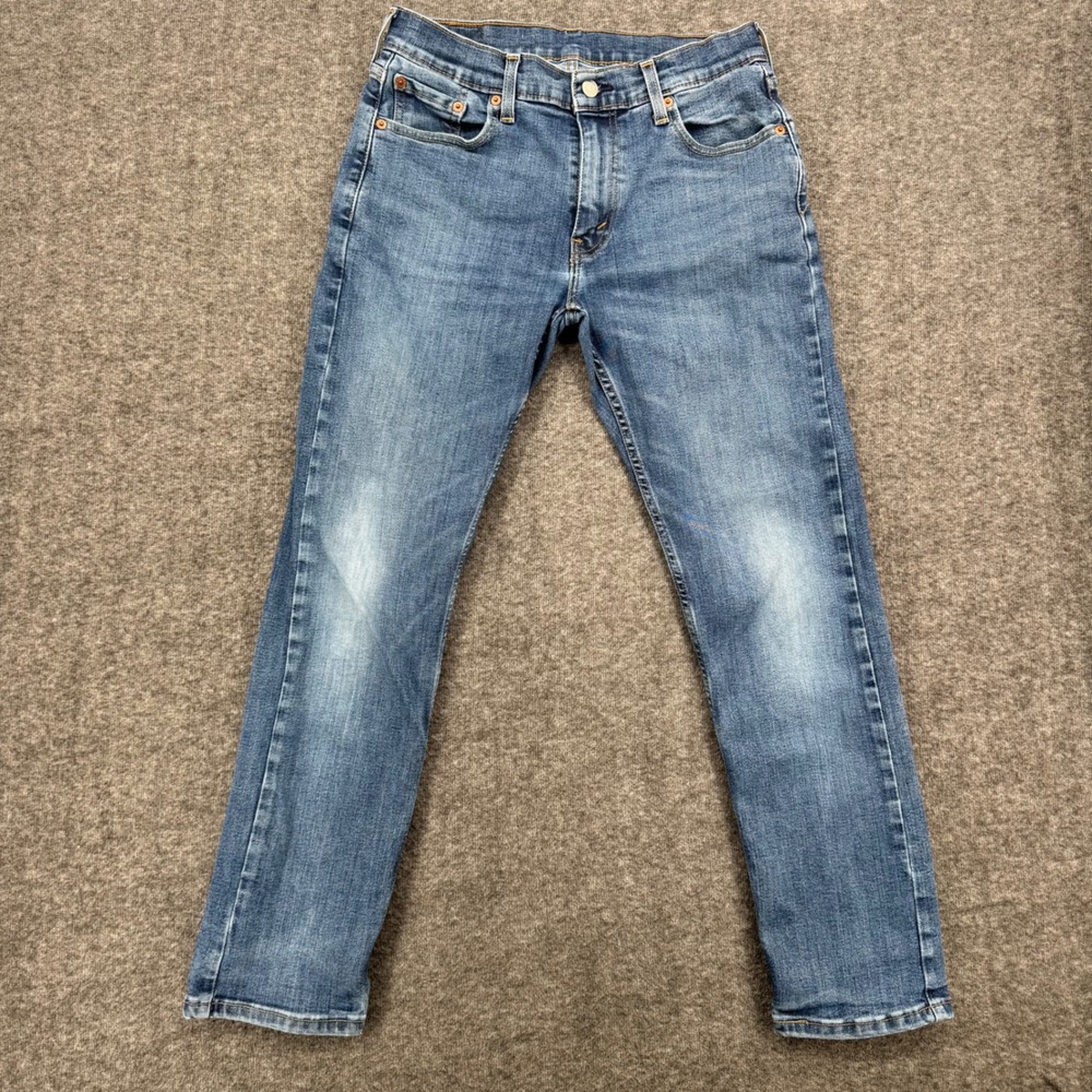 Levis 502 Regular Taper Jeans Men 30 Medium Wash Blue Stretch Denim Pants Casual
